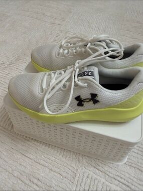 Under Armour Women's White Athletic Sneakers with Lime Accent